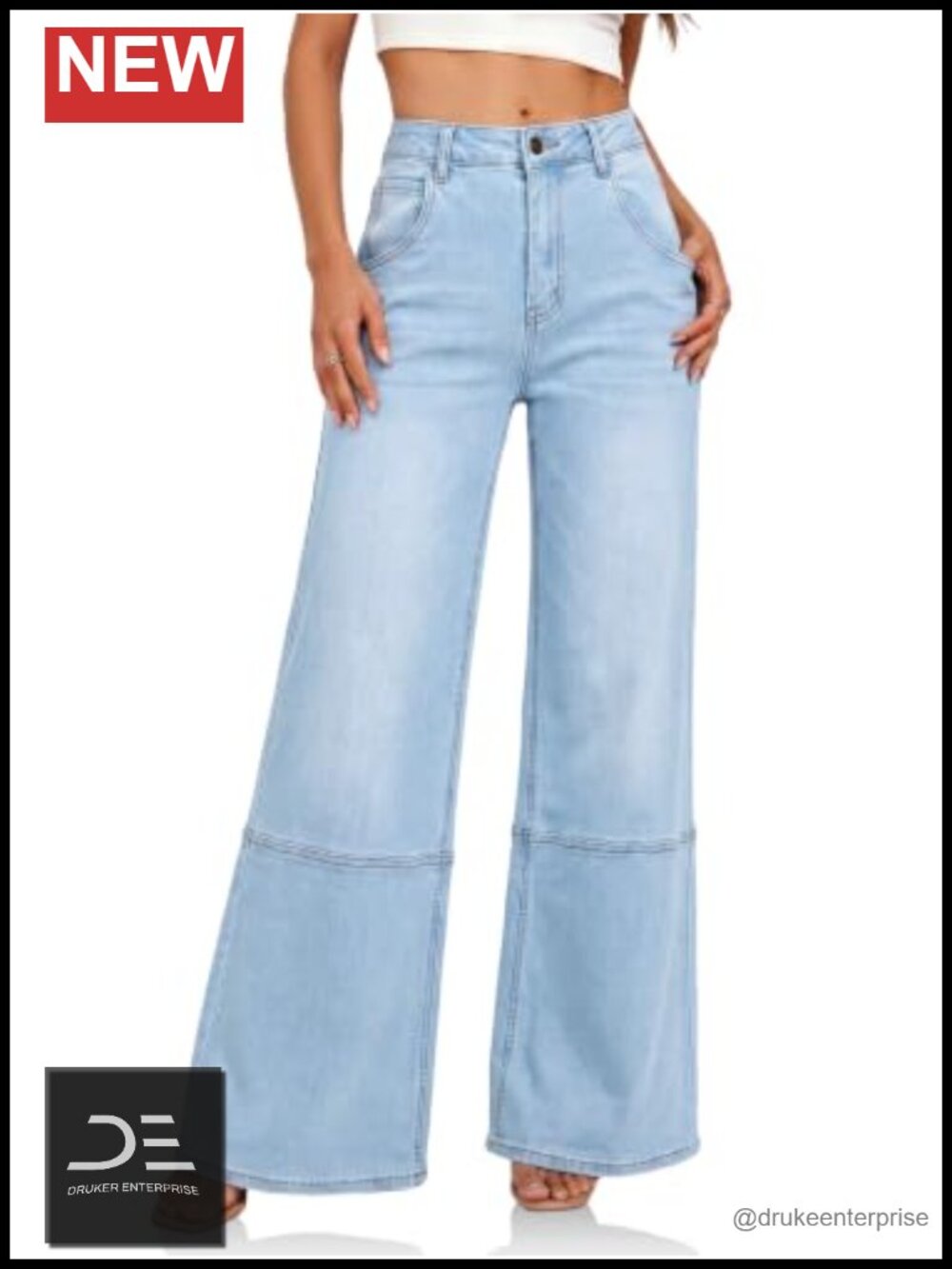 High Waisted Bell Bottom Jeans Flared Denim Pants with Raw Hem